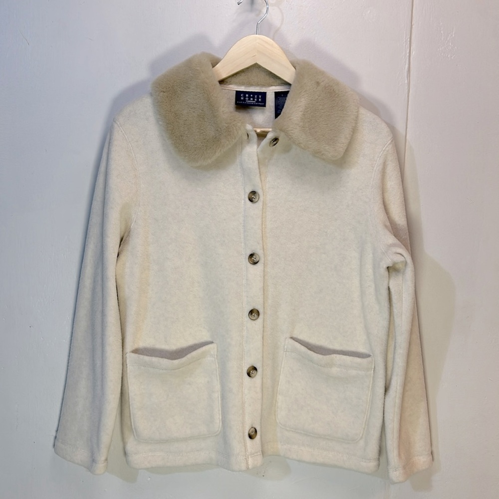 Crazy Horse-Liz Claiborne Cozy Fleece Jacket Fur Collar Never Worn-S-#0057